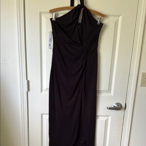 Aqua Black Halter Sheath Dress.